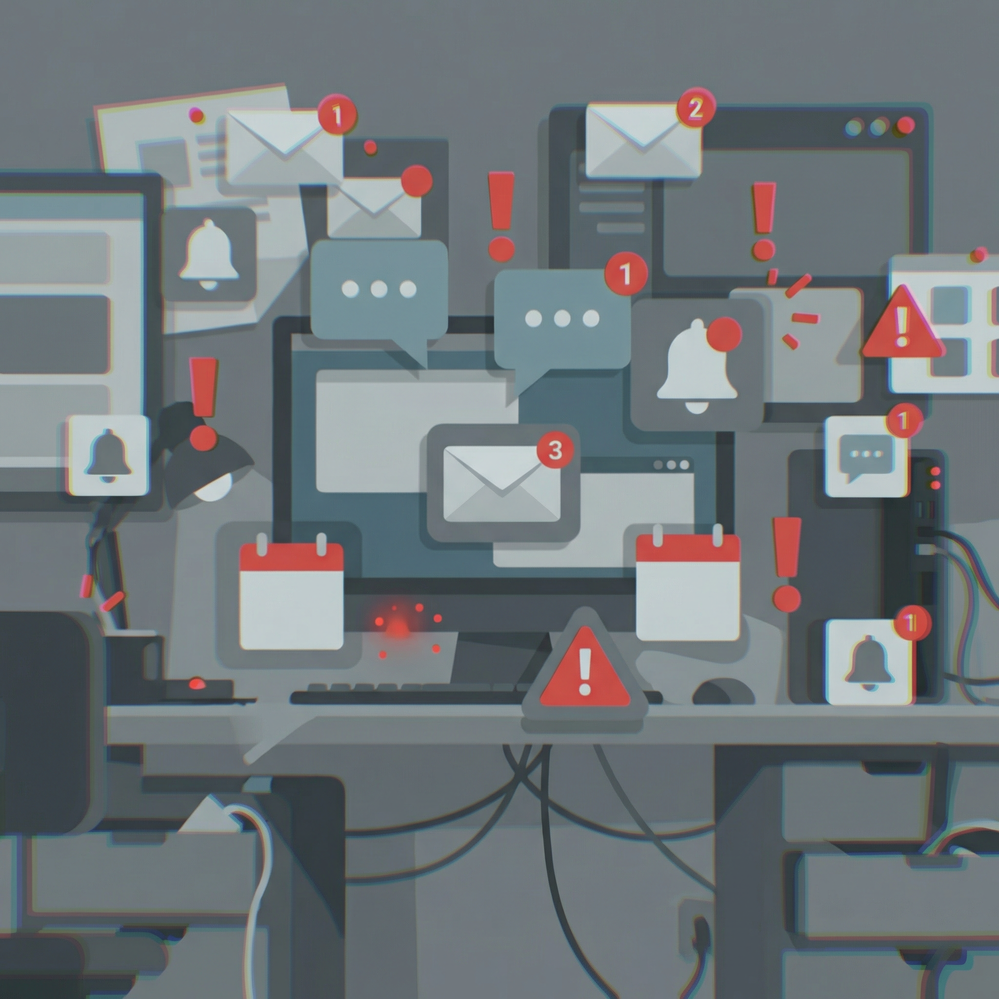 Cluttered workspace before Ascend